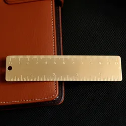 Righello in rame piccolo da 12cm prodotti in ottone puro Mini righello per bilancia per strumenti EDC righello per segnalibro retrò portatile