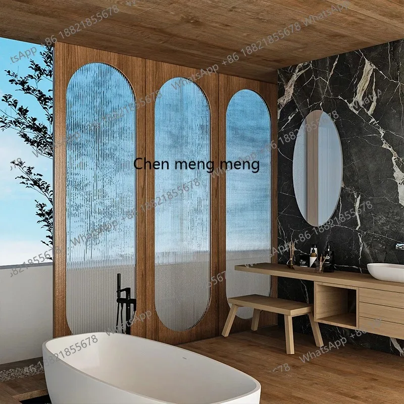Japanese-style Changhong glass screen living room entrance solid wood partition bathroom blocking decoration
