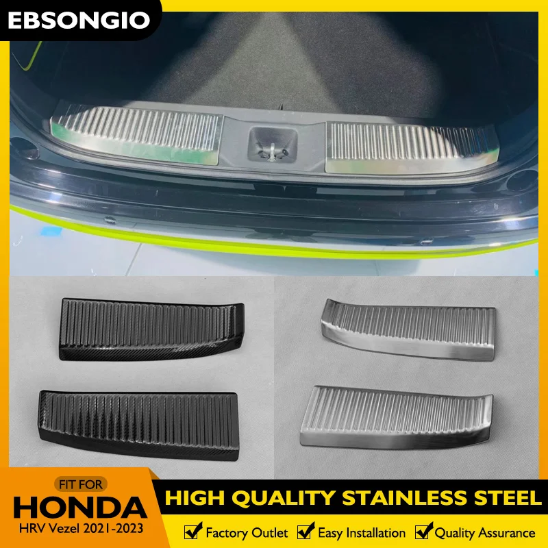 Fit For Honda HRV HR-V Vezel 2021 2022 2023 Stainless Steel Inner Rear Bumper Sill Trunk Pedal Protective Cover Car Styling 1Pcs