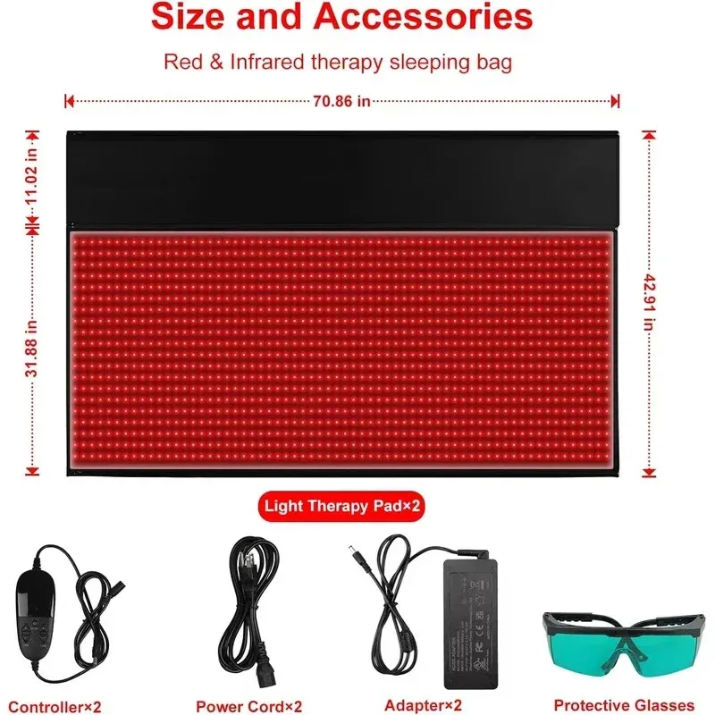 

2025 New Red Light Therapy Pads LED 660 & 850NM near Infrared Whole Body Treatment Large Pads for Home Use