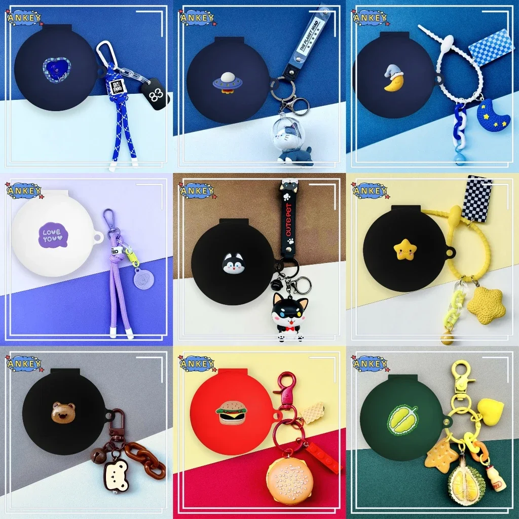 Casing silikon untuk SoundPEATS Mac earbud kucing biru penutup Headphone pelindung lembut kulit Headset dengan liontin