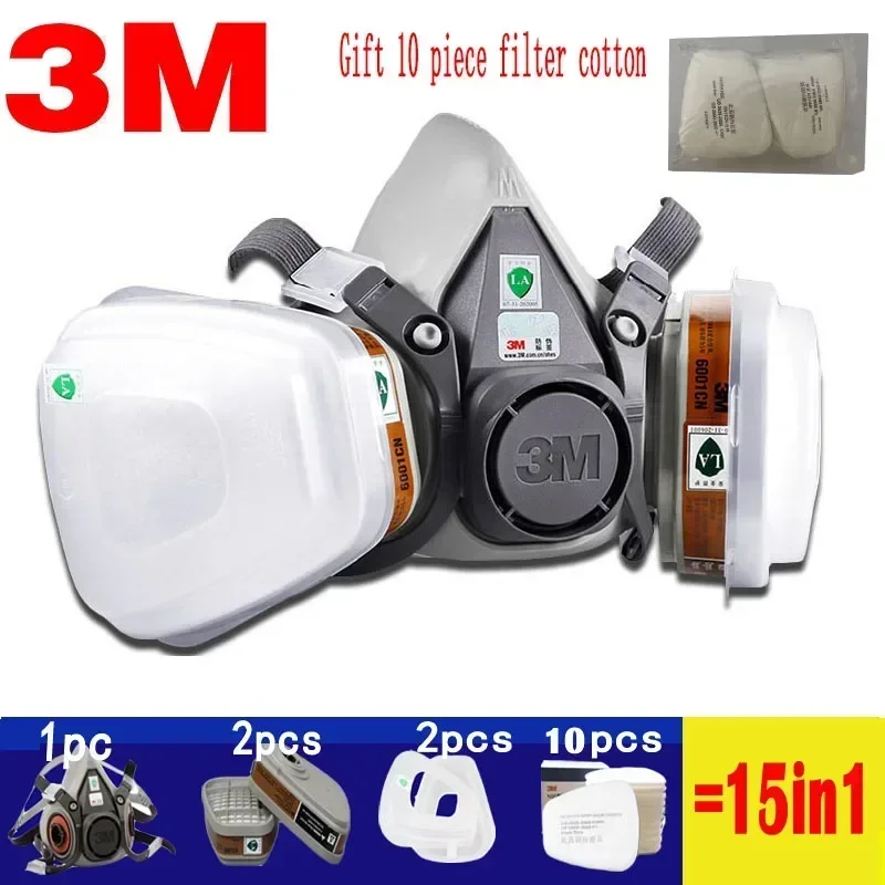 3M 6200 gasmasker voor spuitverfdecoratie Chemisch stofmasker Lichaamsbescherming Giftige stoomfilter Ademhalingsapparaat Herbruikbaar halfmasker