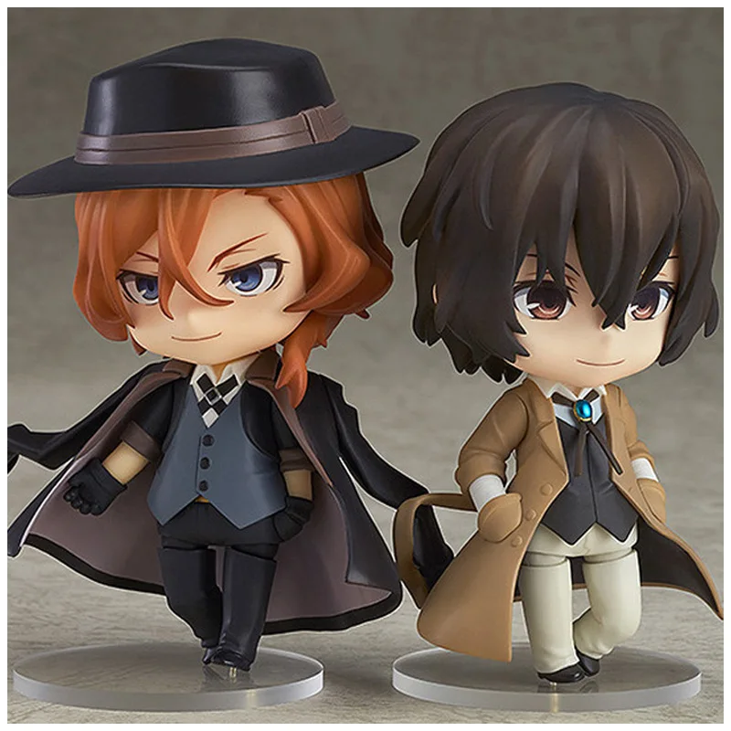 10cm Anime Bungo Stray Dogs Nakahara Chuya Dazai Osamu Pvc Character Action Model Face Changing Accessories Toy Birthday Gifts