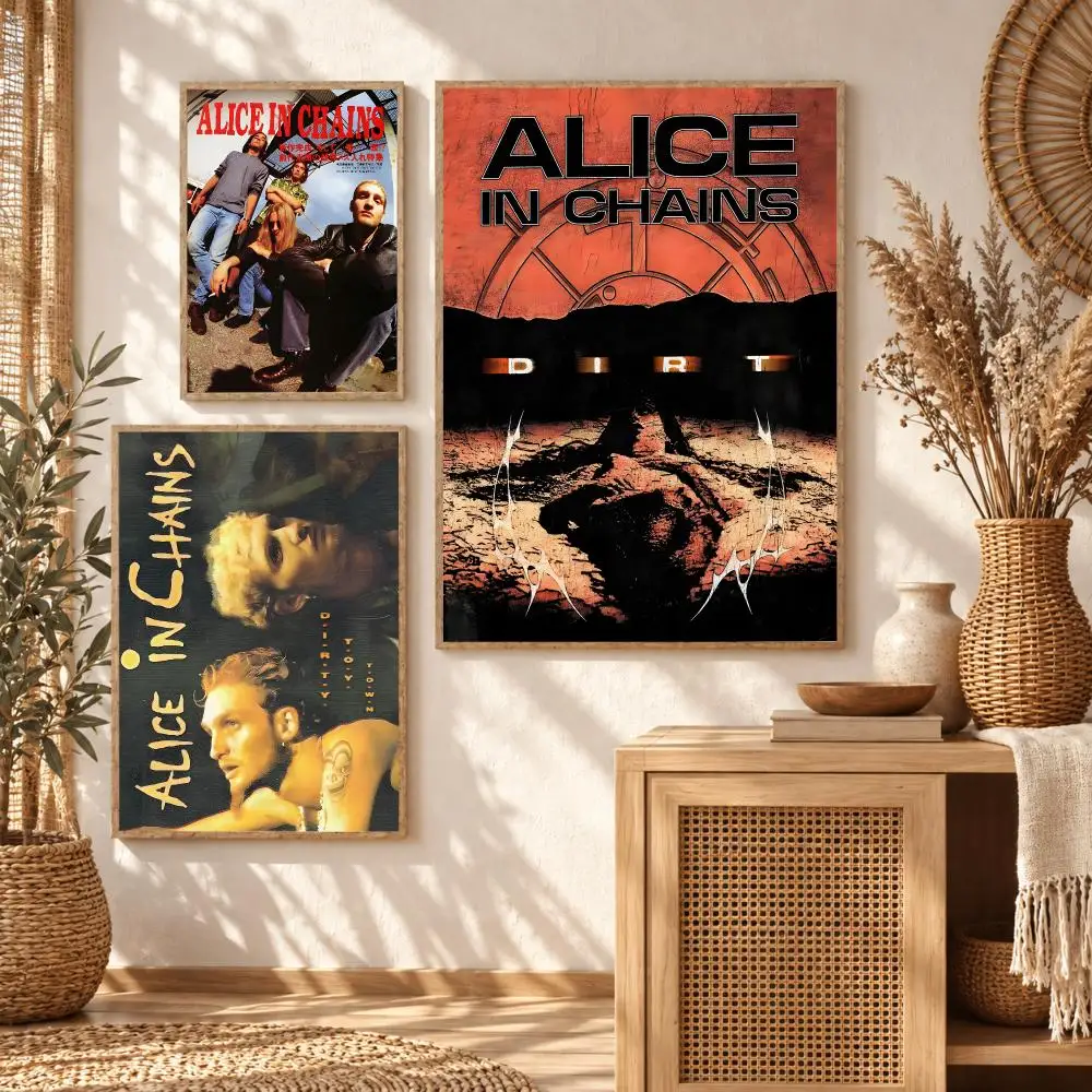 Alice in C-Chains Band Poster Stickers Mural Painting Self-Adhesive Wall Art Decals for Bedroom Living Room Home Decor Gift
