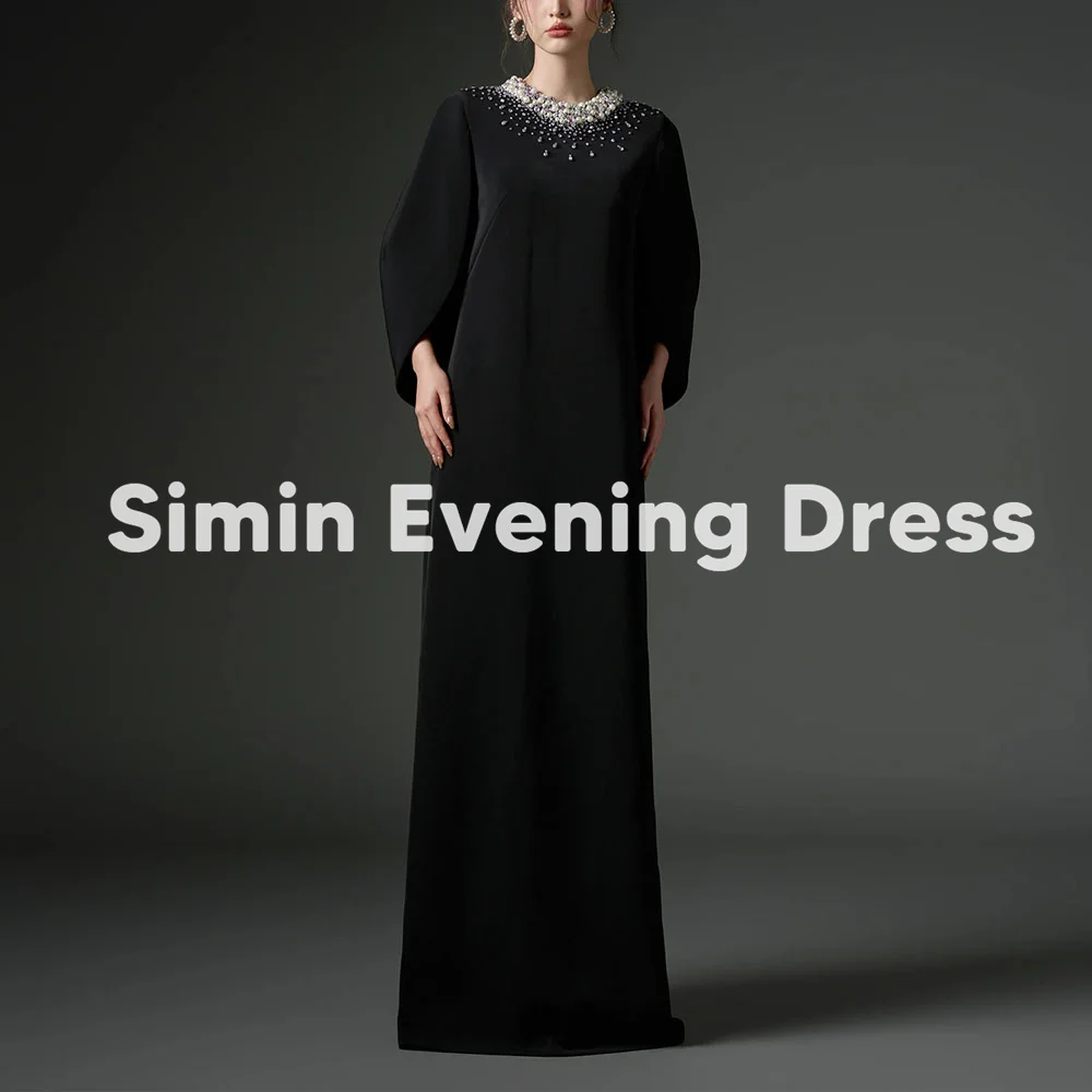 

Simin Women's Customized O-neck Beaded Straight Pearls Evening Dresses With Half Sleeves Floor-Length Elegant Party Dresses 2025