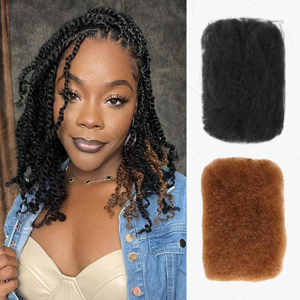 Lightweight Afro Kinky Bulk For Braiding 1 Pack 50 Gram Heat-Resistant Afro Kinky Bulk Hair 100% Virgin Hair Loc Repair Braiding