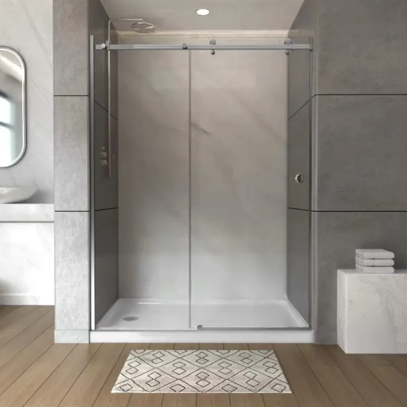 Tempered glass straight shower room frameless sliding shower door