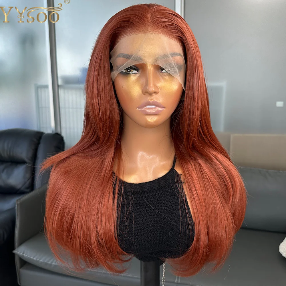 350# Brown Middle Part Natural Wavy 13x4 Futura Synthetic Lace Front Wigs Glueless Japan Heat Resistant Lace Wig Women Daily Use