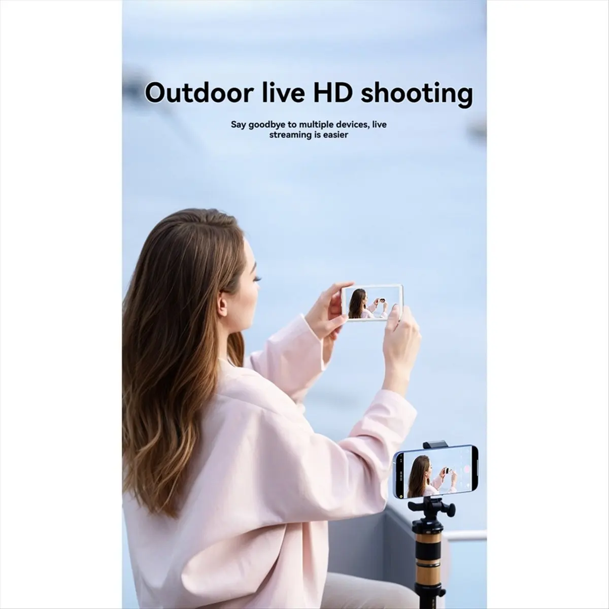 شاشة مراقبة قاذف شاشة مغناطيسية لاسلكية للهاتف المحمول للهواتف الذكية وتسجيل الفيديو المباشر باللون الأبيض #2