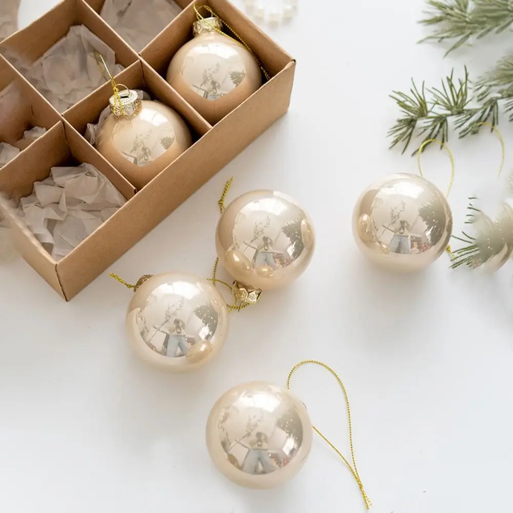 6 قطعة الحرف الزجاجية عيد الميلاد الكرة مجموعة 6 سنتيمتر الإبداعية شجرة عيد الميلاد قلادة حساسة رسمت معلقة حلية تخطيط الخلفية #3