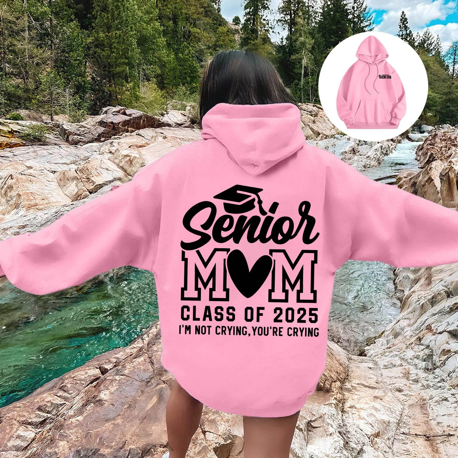 Ladies Senior Mom 2025 Shirt 2025 Graduating Class Sweatshirt T Shirt Print Long Sleeve Shirt Court Hoodie Medium Sleeve