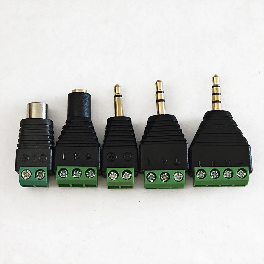2/3/4 Sections 3.5mm Earphone Audio Jack Connector Stereo Adapter 3.5mm RCA Audio Mono Channel Plug to Screw Terminal Solderless