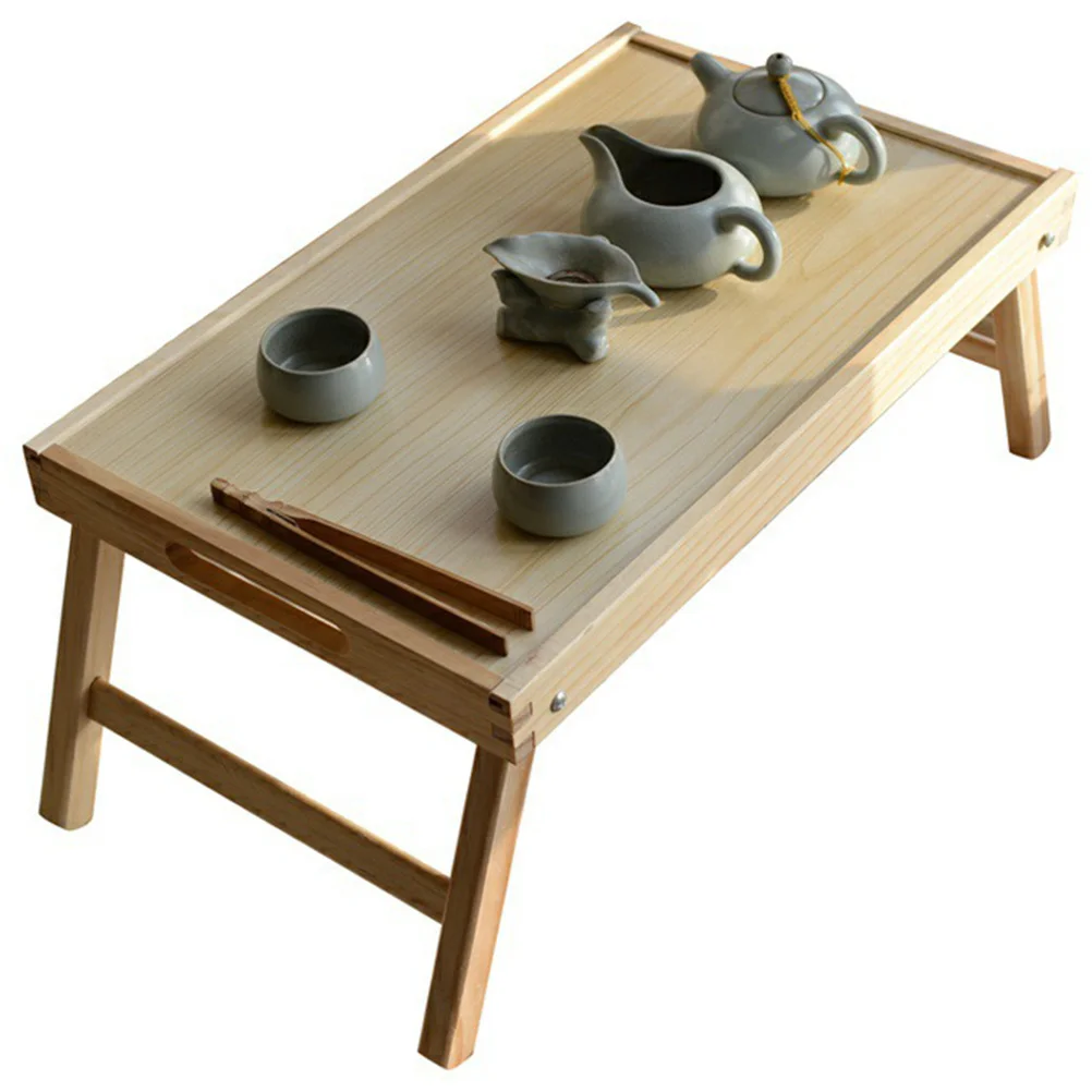 

1Pcs Solid Wood Foldable Bed Laptop Desk Portable Serving Table Wood Color for Breakfast Tea Study Use Foldable Bed Desk
