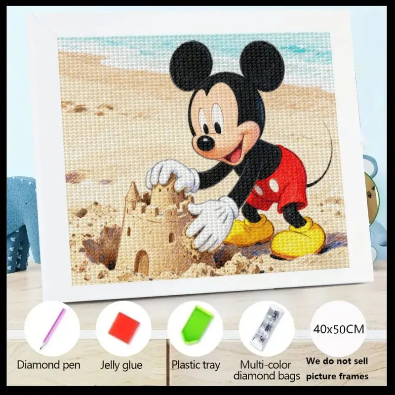 

1 шт. Disney Микки Маус Sandcastle пляжная сцена 5D DIY полный дрель комплект алмазной живописи, милый персонаж мультфильма кристалл горный хрусталь