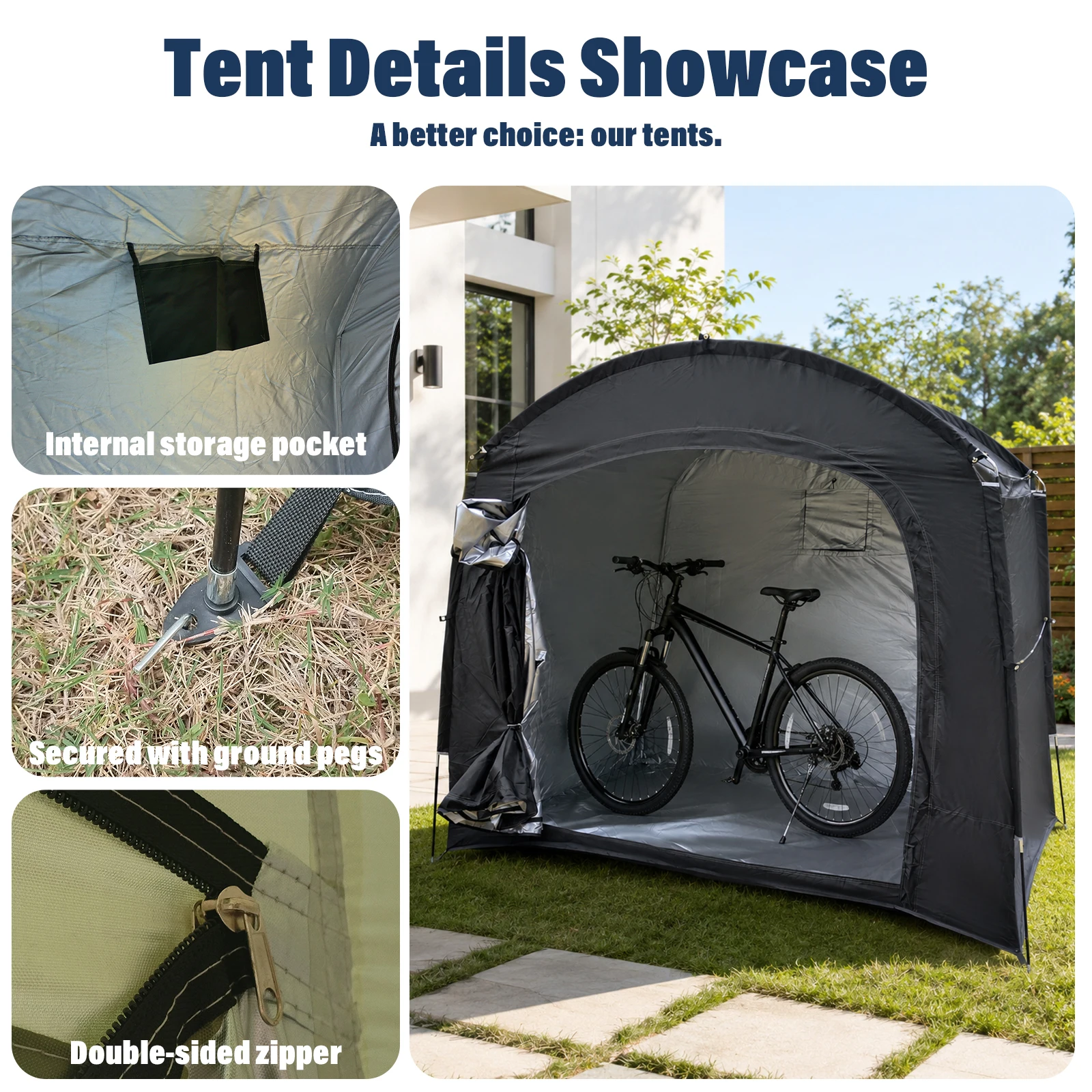1-2 Bikes Tool-Free Bike Storage Tent, Bicycle Shelter with Carry Bag, Foldable Outdoor Storage Shed