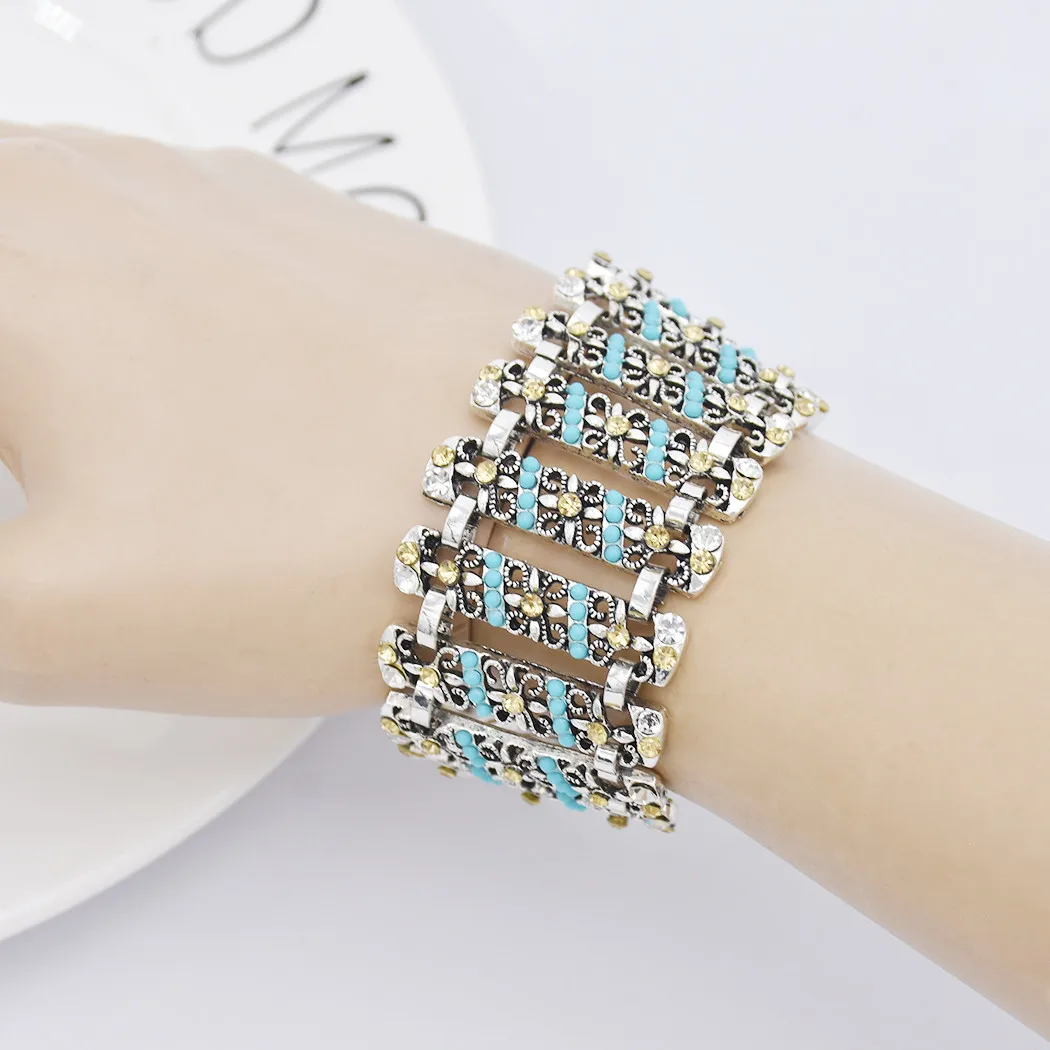 Vintage Finger Bracelet Pulseras Bohemian Gypsy Beach Charm Turkish Coin Pendant Hand Chain Blue Stone Slave Bracelet Bangle