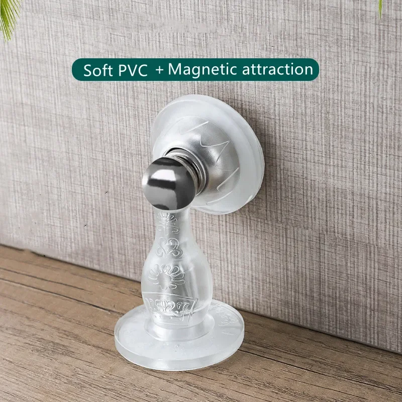 Door stopper for household use with no punching for door suction. Door contact magnetic absorption silicone anti-collision door