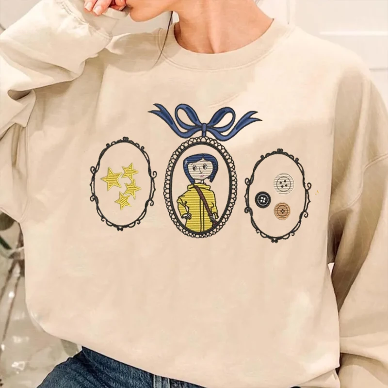 

Кукла ужасов, толстовка на Хэллоуин, вышитые готические толстовки из фильма, пуловер с жуткой оправой, подарок для унисекс, винтажная кавайная эстетика