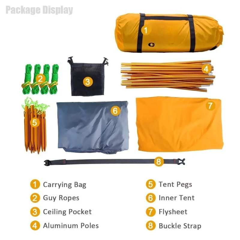 Outdoor camping tent, double tent, 20D silicone coating, aluminum alloy rod, rain and snow skirt