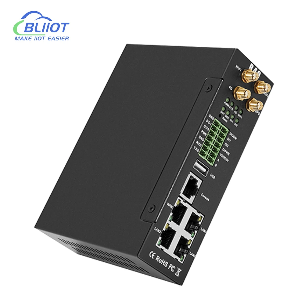 Bliiot Industrial Router IoT Gateway WIFI Ethernet RS485 Data Acquisition I/O Module Upload Cloud Platform ThingsBoard modbus