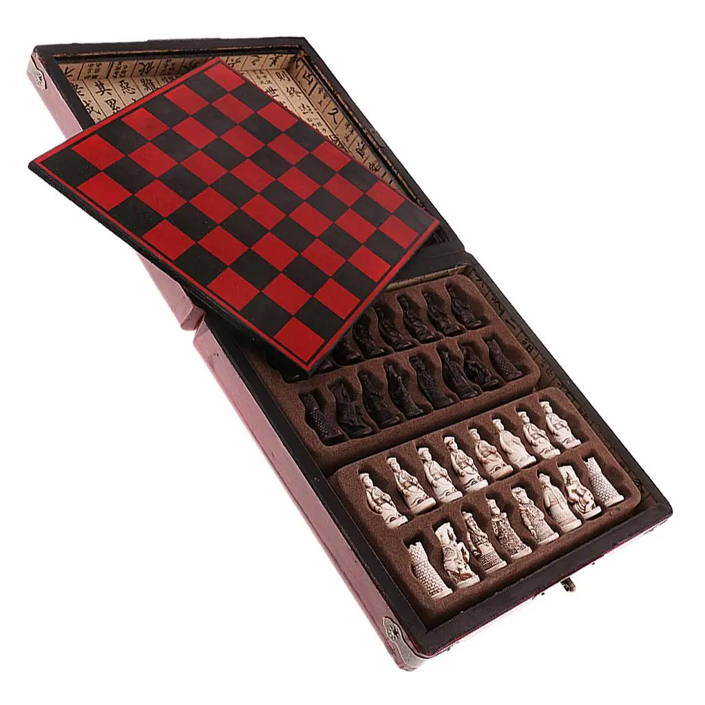 

Chinese Chess Wooden Board Game Elegant Mini Antique Chess Set Vintage Chess Pieces for Adults and Children