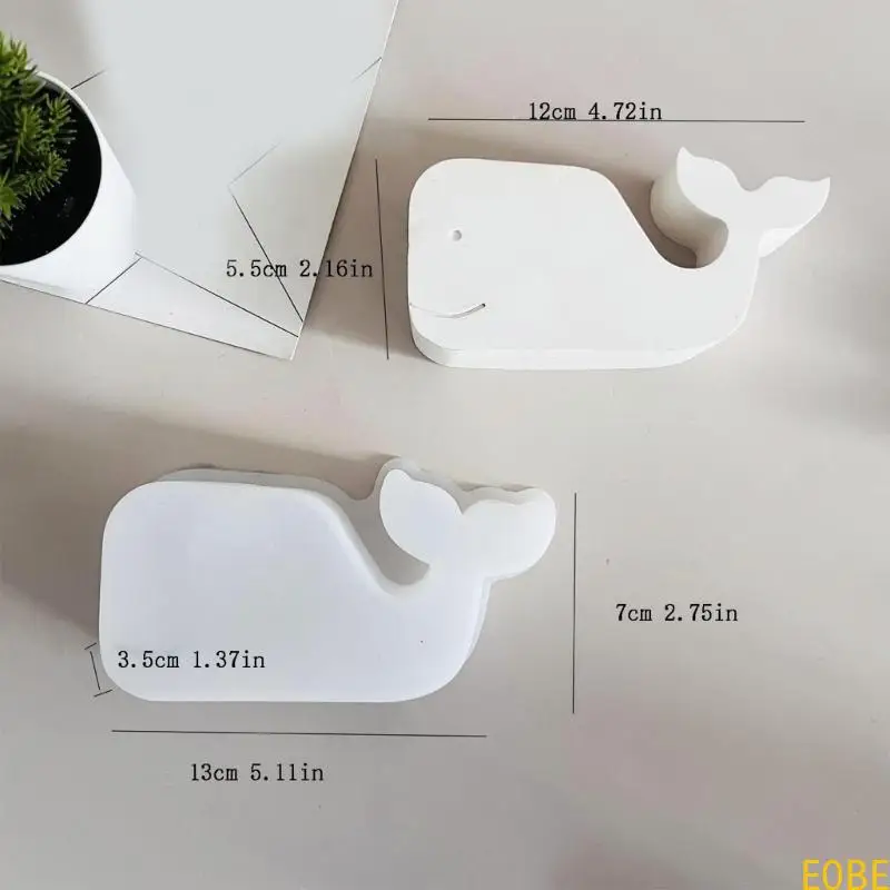 

E0BE Easy Release Silicone Mold for Crafting Holder 3D Whale Shaped Gypsum Candlestick Base Mold Jewelry Making Tool