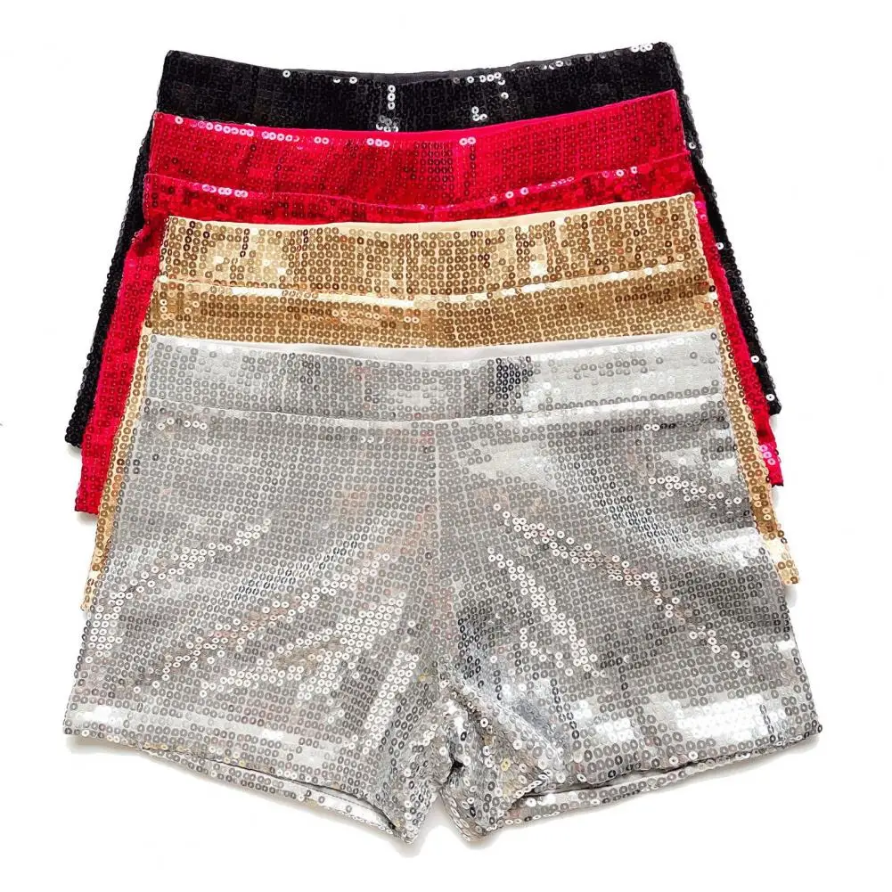 Pantalones cortos con lentejuelas para mujer, Shorts sexys brillantes de cintura alta para baile, Club nocturno, ropa de calle para discoteca