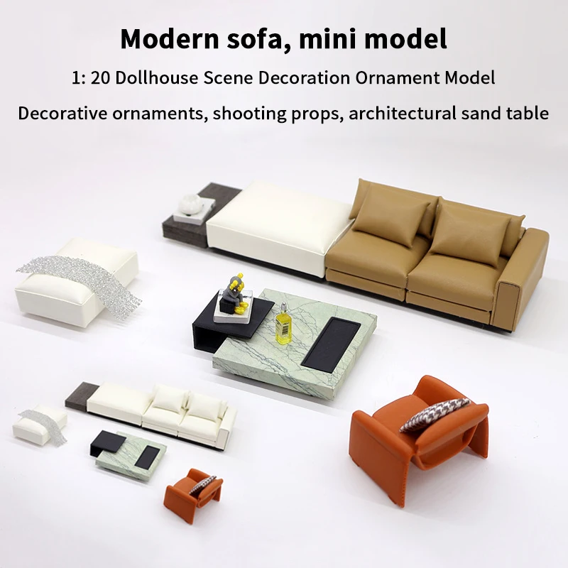 

1:20 1:25 кукольный домик, мини-набор для гостиной-диван и модель чайного стола с детализацией под дерево, мебель для миниатюрных сцен