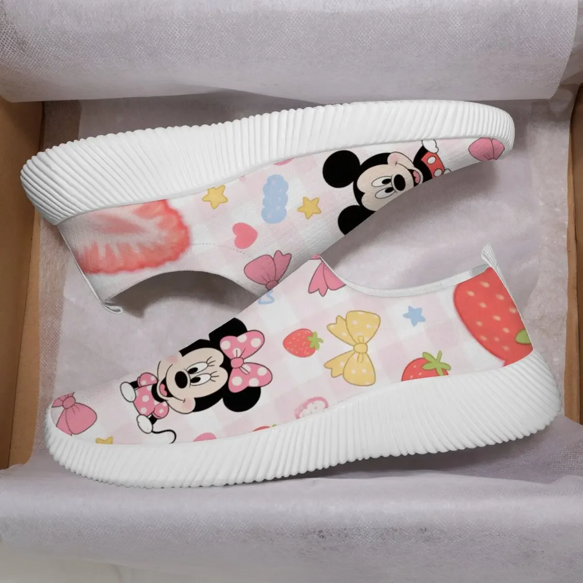 

Disney MINNIE Mouse Women Sneakers Slip on Flats Shoes Women Loafers Walking Flat Women Vulcanized Shoes Zapatillas Mujer