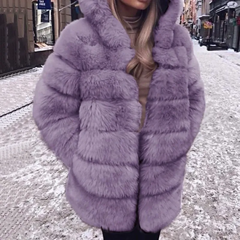 

2024 Solid color temperament new Warm Fur Coat Winter for Jacket Women Jackets Straight Loose fashion fur coat