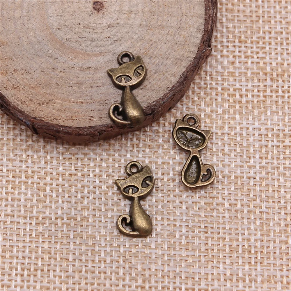 WYSIWYG 20pcs 17x9mm Pendant Cat Cat Charm Pendants For Jewelry Making Antique Silver Color Fox Pendants image 4