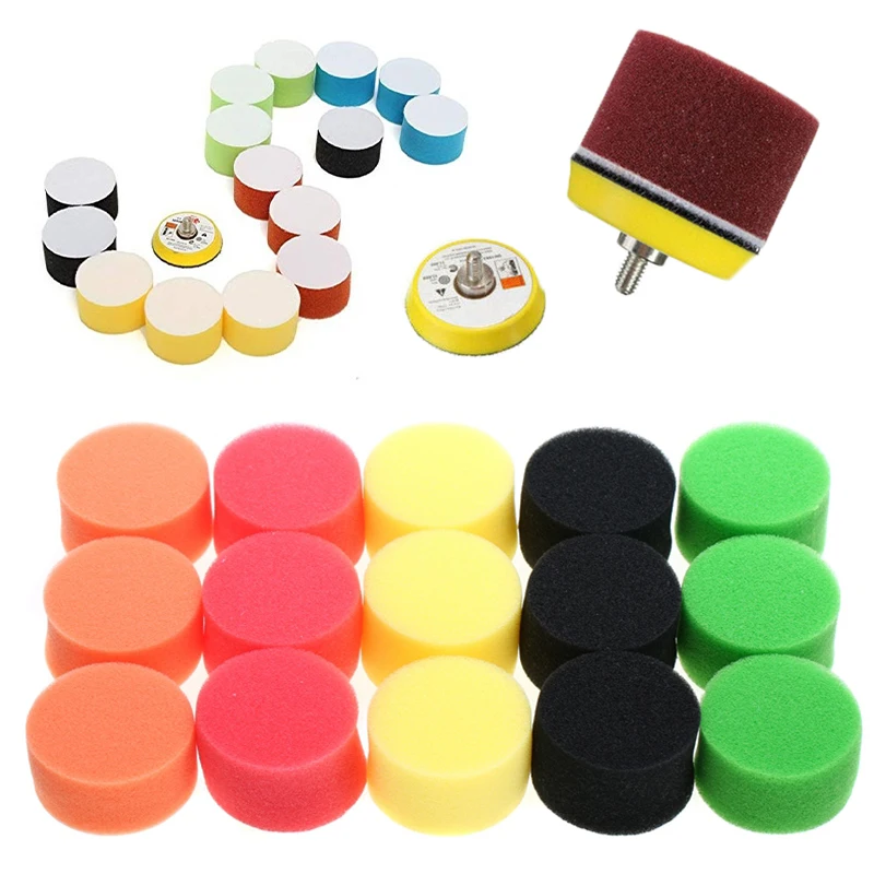 16Pcs Car Polishing Pad 2 Inch 50mm Car detail polishing sponge discs Polishings Disc Kit for Car Polisher Wax Removes Scratches