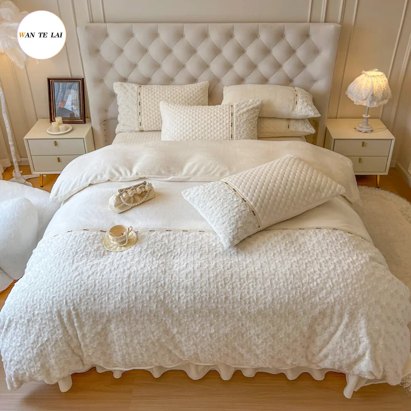 

Winter Warm Thicken Milk Velvet Quilt Duvet Cover Queen King Size Bed Linen Quilt Cover Soft Plush Comforter Cover Home Textile