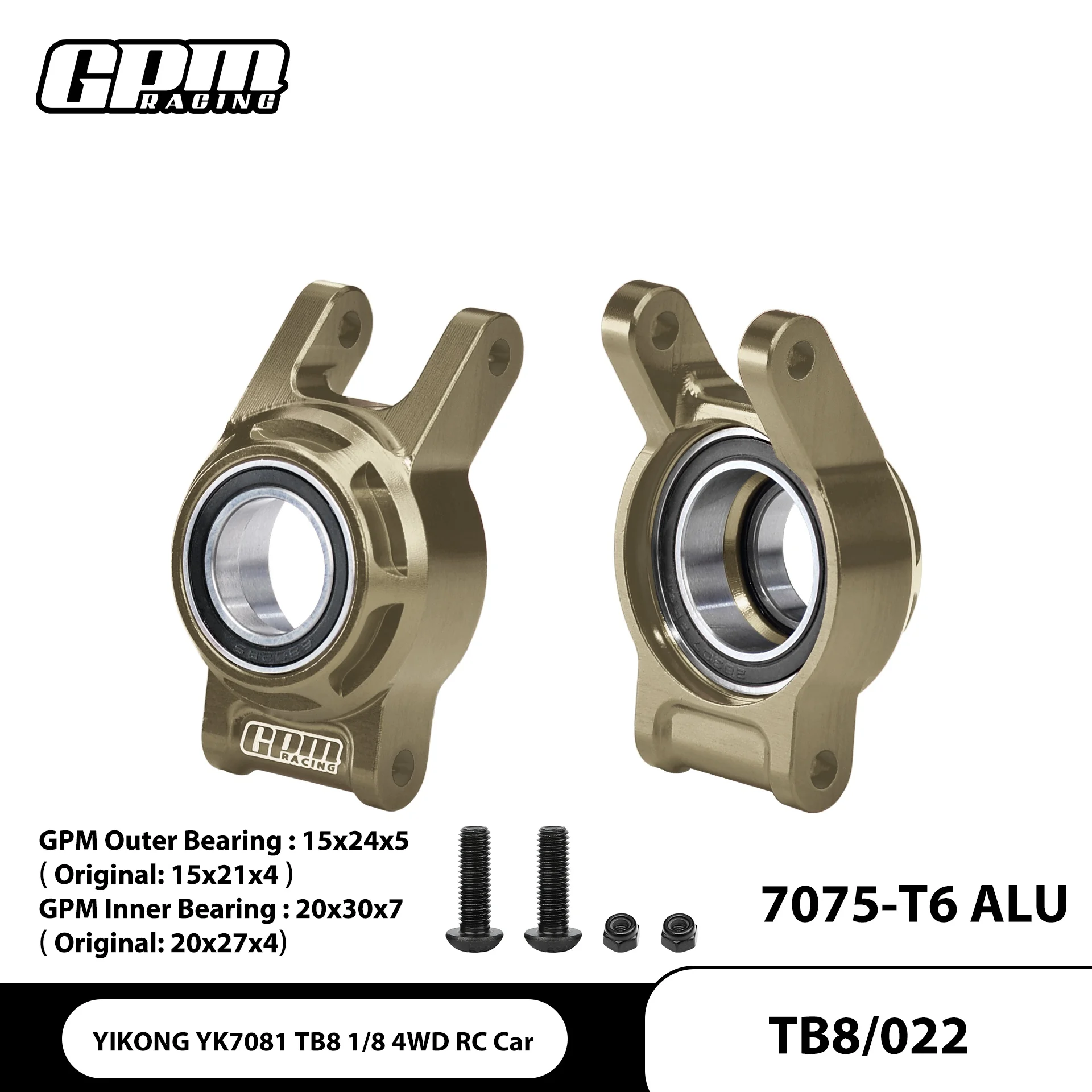 GPM 7075-T6 ALLOY REAR HUB（LARGER BEARINGS）For YIKONG YK7081 TB8 1/8 4WD RC Car