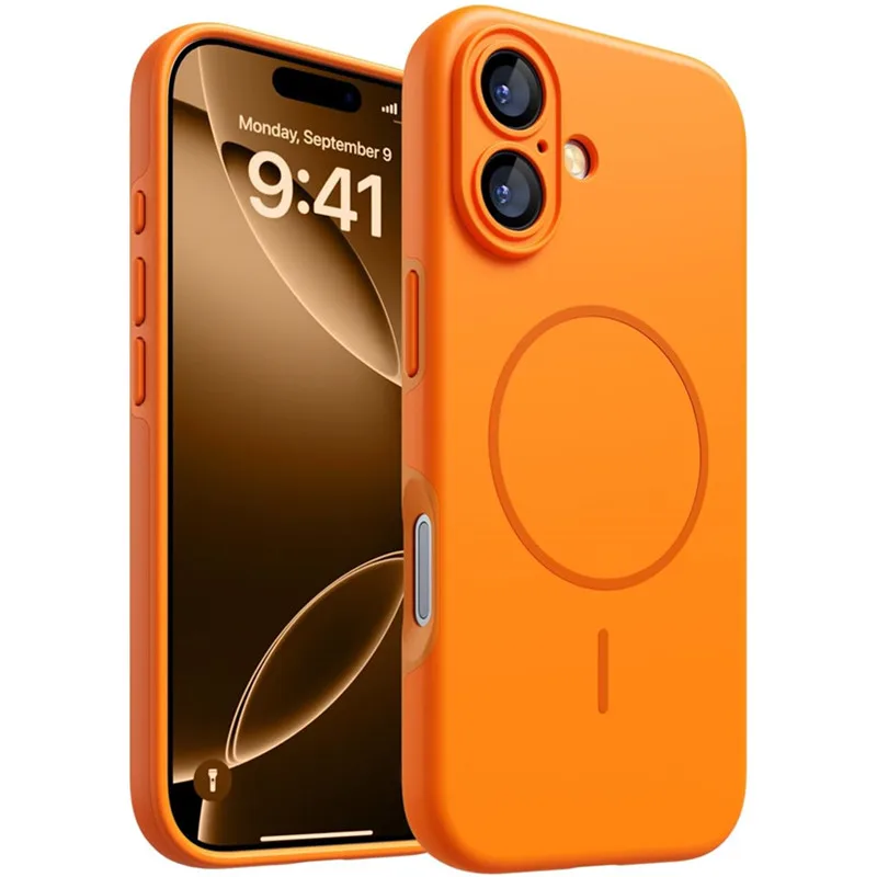 Orange for IPhone17 Silicone Soft Magnetic Case for IPhone 17 Air 16 15 14 13 12 Pro Max Plus 17Air 17Pro Magsafe Phone Cover