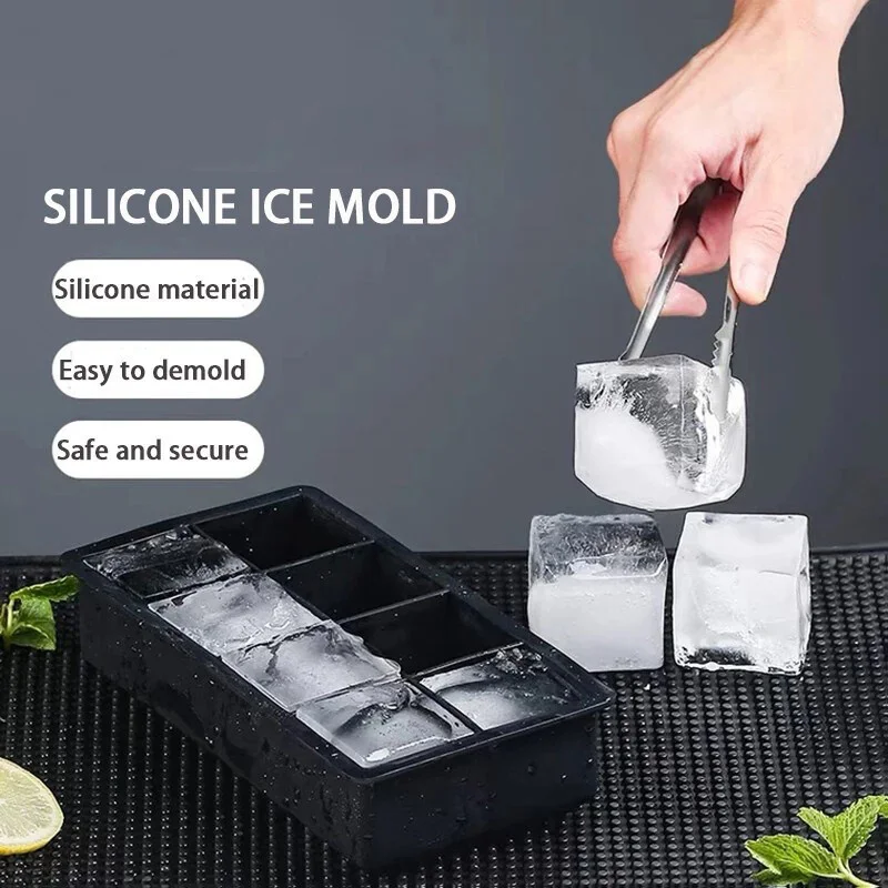 4/8 Grid Cube Silicone Chocolate Mould Tray Mold 3D Form Whiskey Hockey DIY Ice Maker Tools