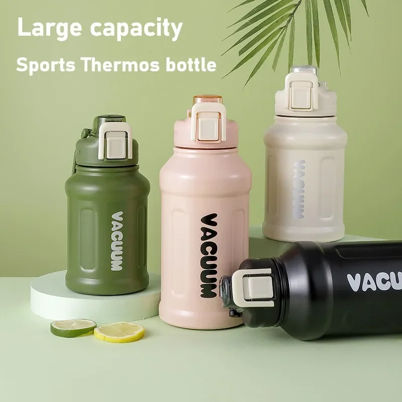 

800ML Large Capacity Thermos Bottle 304 Vacuum Insulation Stainless Steel Thermos Bottle Portable Water Bottle Straw Tumbler