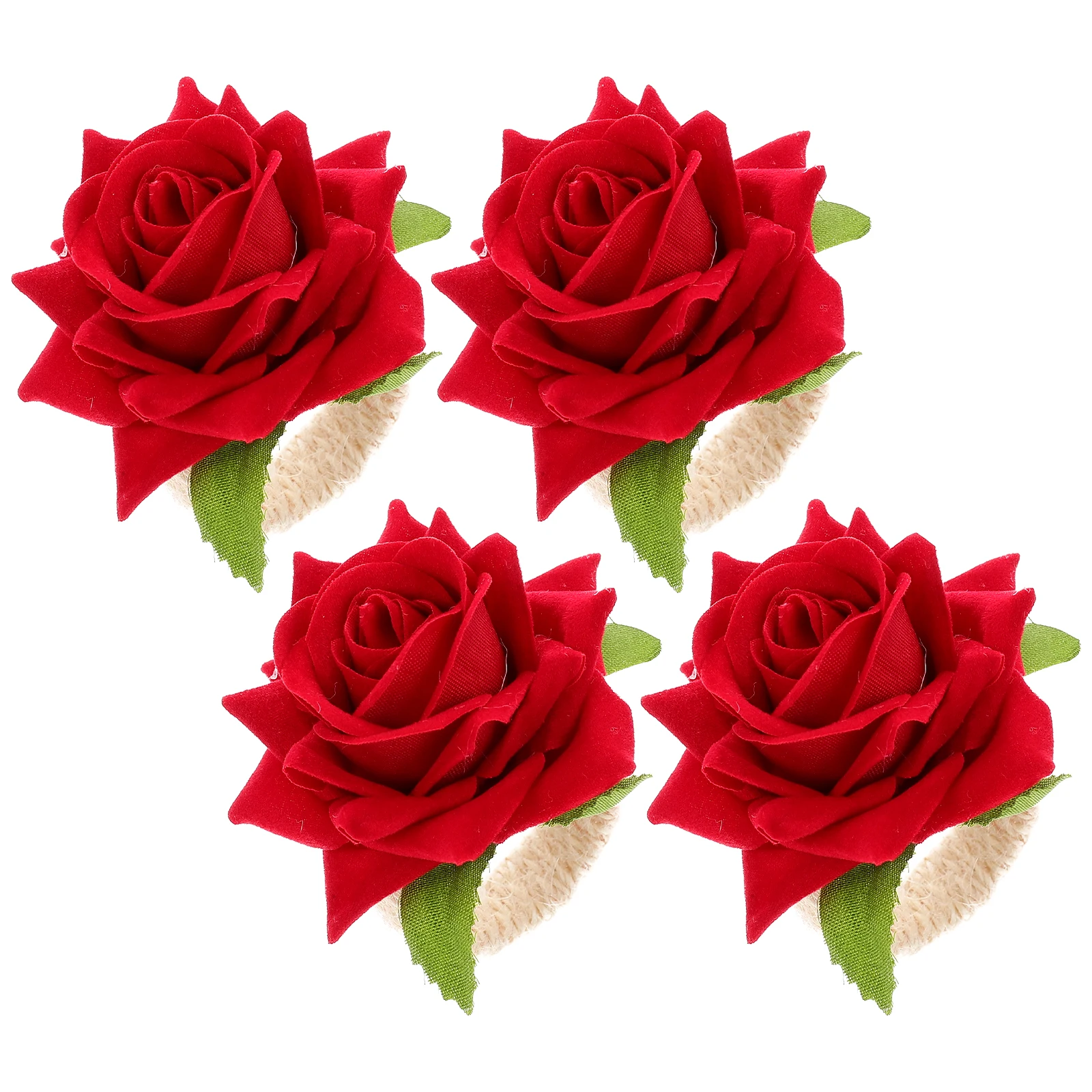 4pcs Rings Rattan Flower Decor Elegant Tableware Decorative Napkin Holder Home Restaurant Tea Party Kitchen Bar Accessories