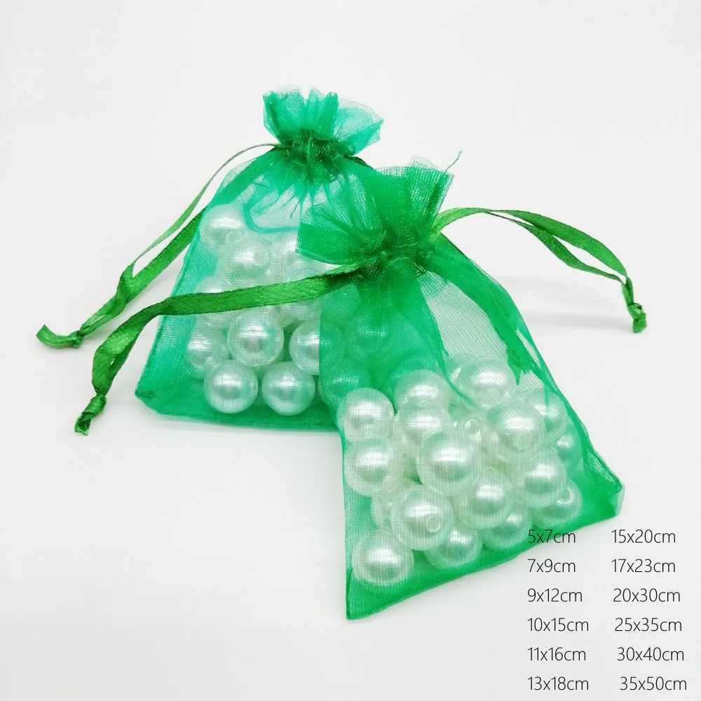 1000pcs Grass Green Organza Bag Drawstring Pouch Bag Jewelry Bags Gifts For Wedding/Christmas/Jewelry Display Packaging Bags DIY