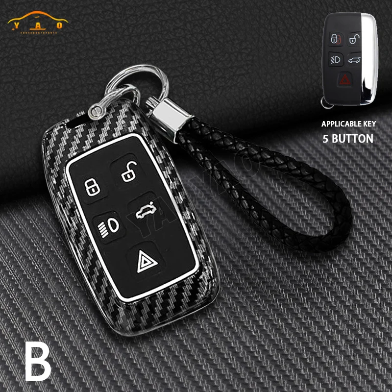 ABS Carbon fiber Remote Car Key Case For Land Rover Evoque  Discovery Sport For Jaguar XE XF E-Pace F-Pace