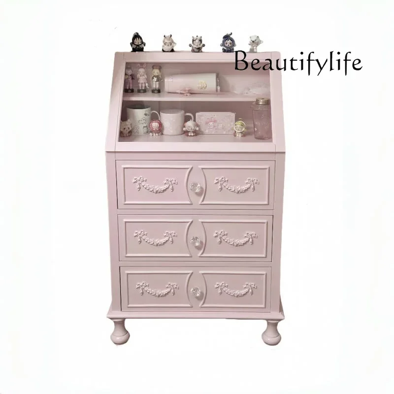 JB Simple French Drawer Retro Solid Wood Chest Cabinet Dining Side Cabinet Color Storage Storage Display Cabinet Designer Model
