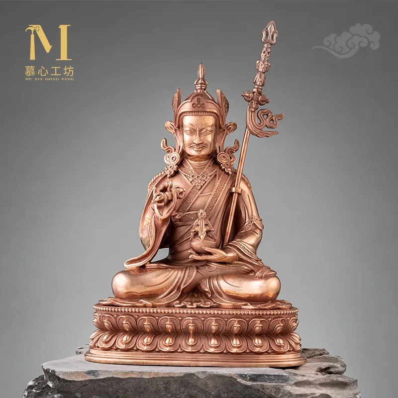 

Pure copper Guru Rinpoche Buddha statue, Master Rinpoche portable silver Buddha statue ornament for home worship