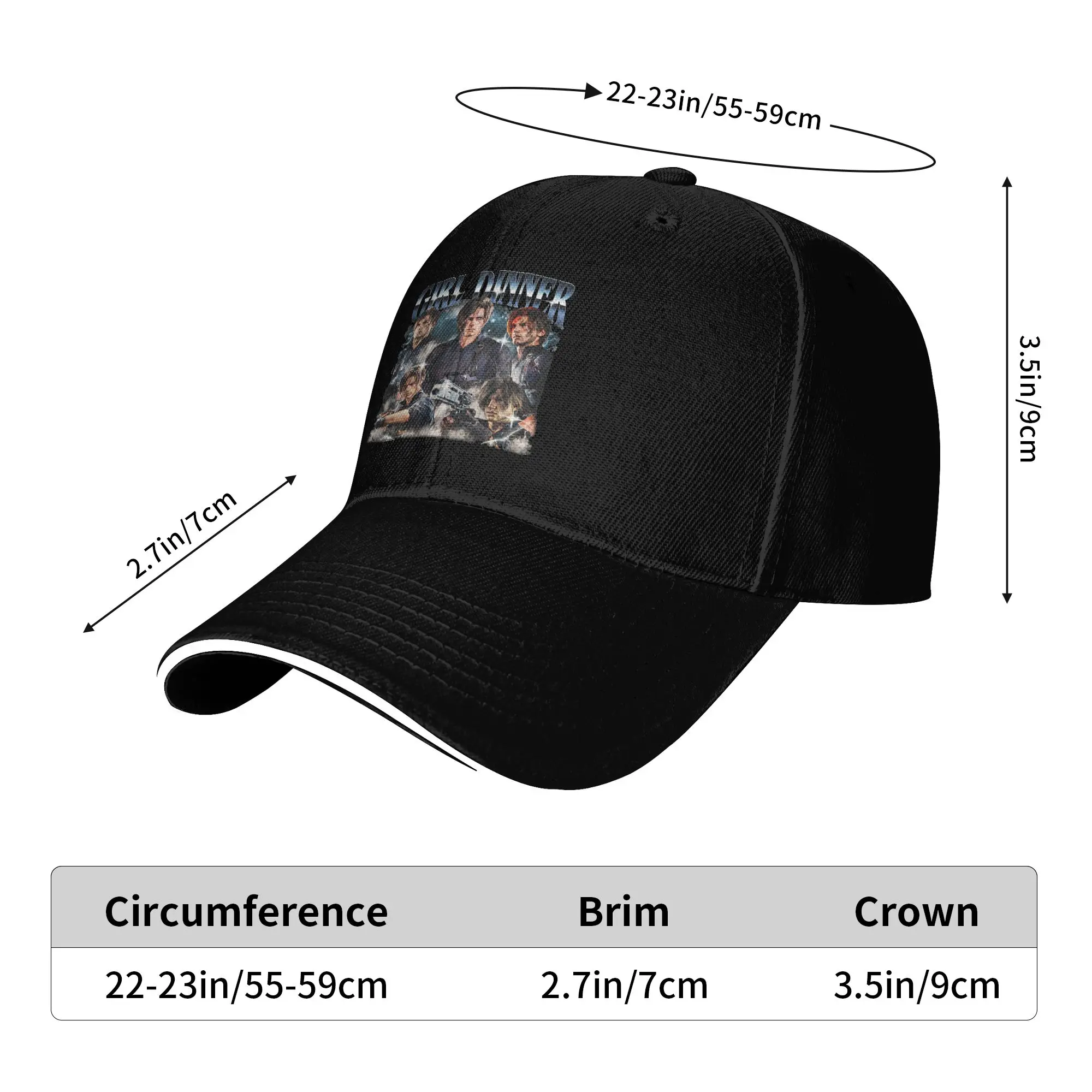 Girl Dinner Leon Kennedy RE Baseball Cap  Outdoor Gym Sun Visor Hip Hop Hats Women Men Vintage Print Baseball Caps