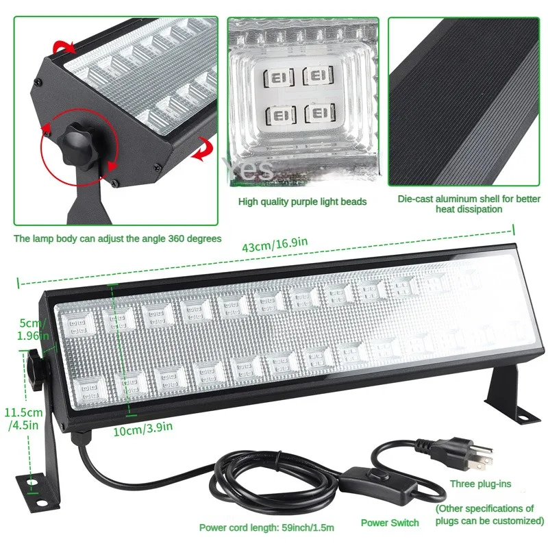 100WLED Floodlight UV STAGE Strip Light สีม่วงไฟติดผนังเทศกาลศักดิ์สิทธิ์ฟลูออเรสเซนต์