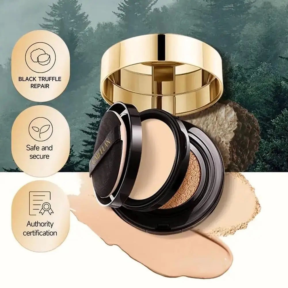 Black Truffle 2-in-1 Double Cushion Foundation Powder Foundation Waterproof Matte High Cover Concealer Korea Makeup Cosmetics