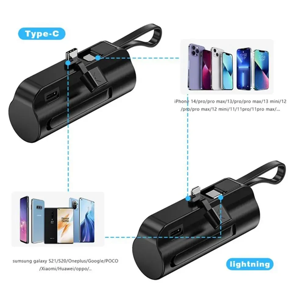 Power Bank Internal Cable Mini Power Bank External Battery Portable Charger, Samsung Backup Power Bank, 10000mAh