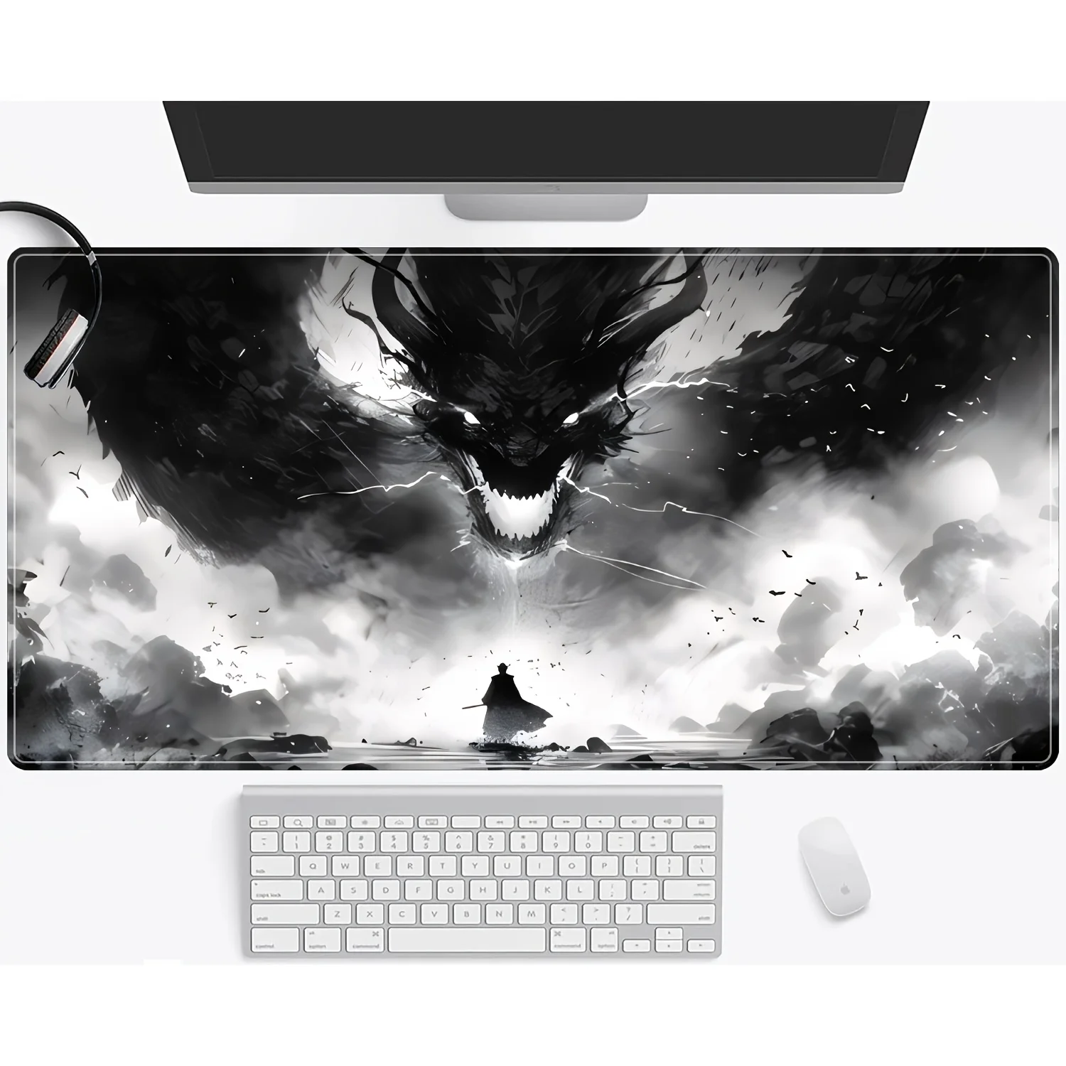 A large horror animated dragon game mouse pad, perfect for office and homeworkspace Settings, featuring stunning dragon artworks