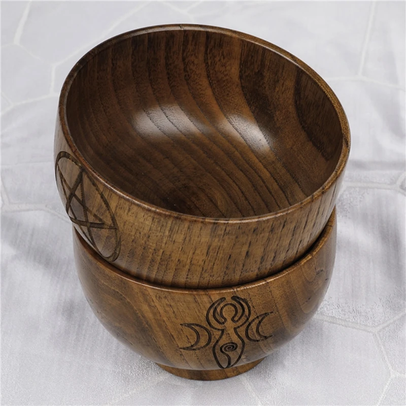 Altar Bowl Handmade Wood Bowls Ritual Tableware Ceremony Moon Divination Astrological Tool Board Game Witchcraft Prop Supplies