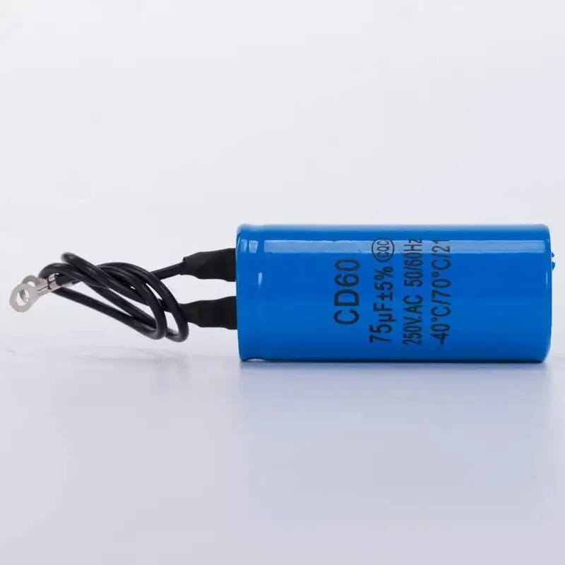 CD60 250V 75UF AC Starting Capacitor For Heavy Duty Electric Motor Air Compressor Two Wires