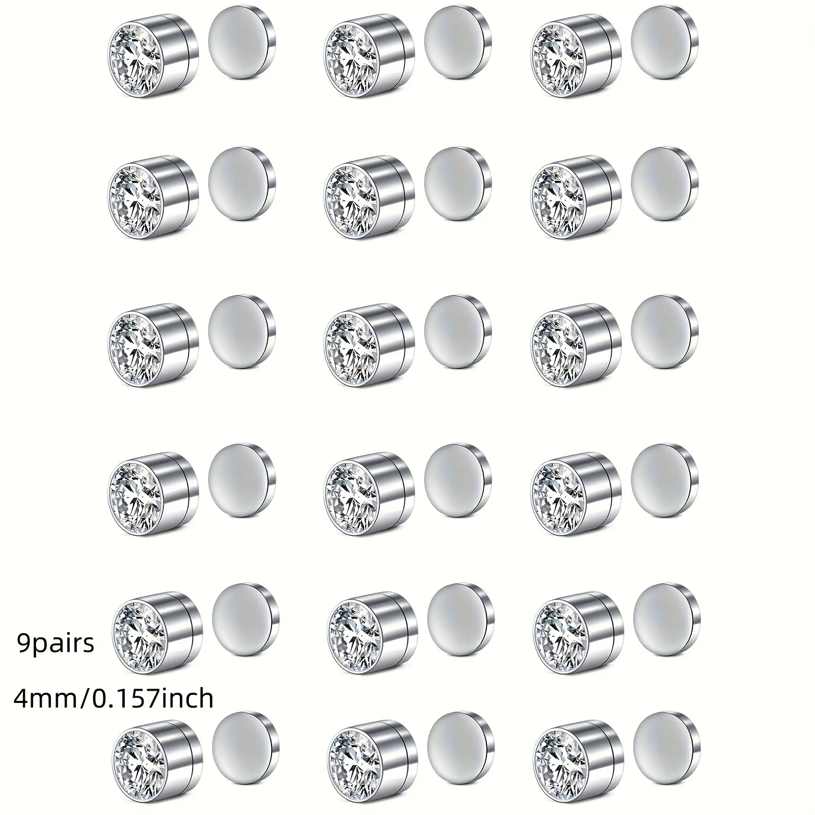 4/9 Paar/Set Ohrclips aus Edelstahl und gefälschte Nasenstecker, kein Piercing erforderlich, direkt tragen modische Clip-On-Ohrringe – Detail 7